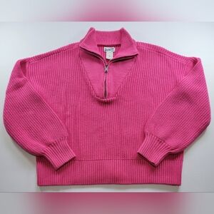 Duluth Trading Women's Magenta Brigadier 1/4 Zip Heavy Knit Cozy Sweater